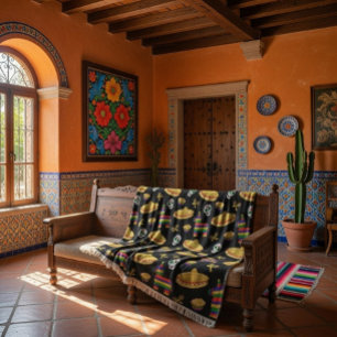 Farbige mexikanische Fiesta-Wurfdecke zum Día de M Decke