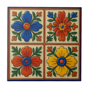 Farbige mexikanische Folk Traditionelle Blumenkuns Fliese