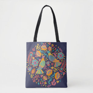 Farbige mexikanische Volkskunst Vögel und Blumen B Tasche