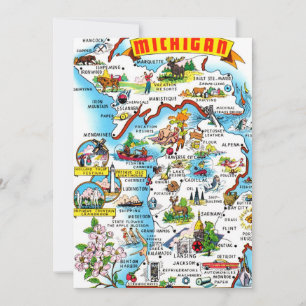 Farbige Michigan-Karte 5x7 große Postkarte