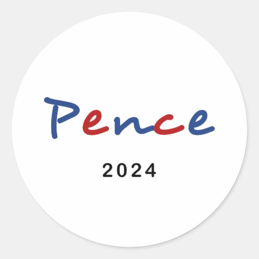 Farbige Mike Pence 2024 Skripttext Runder Aufkleber (Vorderseite)