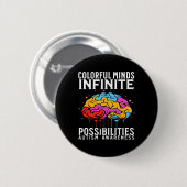 Farbige Minds Autismus Bewusstsein Kinder unterstü Button (Vorne & Hinten)