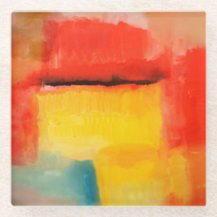 Farbige Minimalistische Abstrakte Kunstwerke Glasuntersetzer