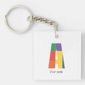 Farbige minimalistische Monogramm-Buchstaben A Sch Schlüsselanhänger (Vorderseite)