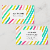 Farbige, Minimalistische Streifen handgefertigt Visitenkarte (Vorne/Hinten)