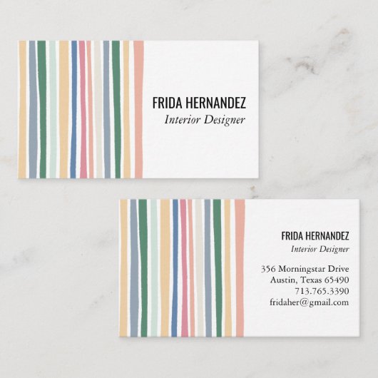 Farbige Minimalistische Streifen Visitenkarte (Vorne/Hinten)