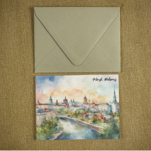 Farbige Minsk Belarus Aquarellmalerei Stadt Postkarte