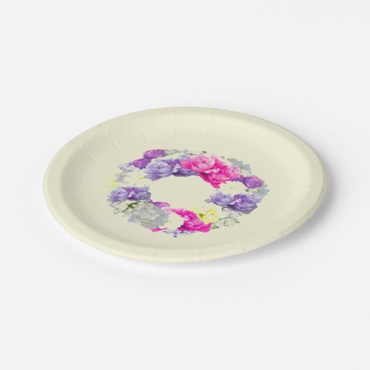 Farbige Mix-Blumenblätter-Teller Pappteller (Schrägansicht)