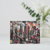 Farbige Mixed-Media-Architektur-Collage Postkarte (Stehend Vorderseite)
