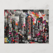 Farbige Mixed-Media-Architektur-Collage Postkarte (Vorderseite)