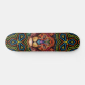Farbige Mixed-Media-Boho-Tierkopf- und Punktkunst Skateboard (Horizontal)