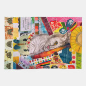Farbige Mixed Media Cat Collage Küchentücher (Horizontal)