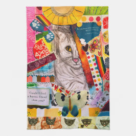 Farbige Mixed Media Cat Collage Küchentücher