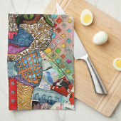 Farbige Mixed Media Katze Küche Handtuch (Viertel Falte)