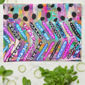 Farbige Mixed Media Lines and Dots Kitchen Handtüc Geschirrtuch (Gefaltet)