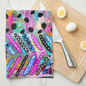 Farbige Mixed Media Lines and Dots Kitchen Handtüc Geschirrtuch (Viertel Falte)