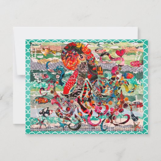 Farbige Mixed Media Octopus Grußkarte Einladung (Vorderseite)