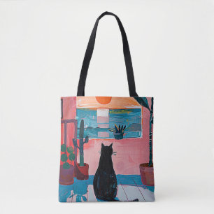 Farbige Mixed Media Pop Art Cat Tasche