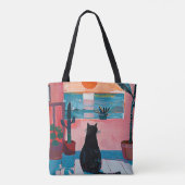 Farbige Mixed Media Pop Art Cat Tasche (Rückseite)