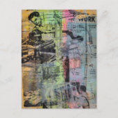 Farbige Mixed-Media-Retro-Holzarbeiten Männer Postkarte (Vorderseite)