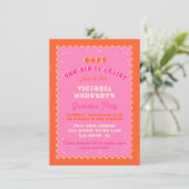 Farbige Mod Bright Bold Retro Abschluss Einladung (Stehend Vorderseite)