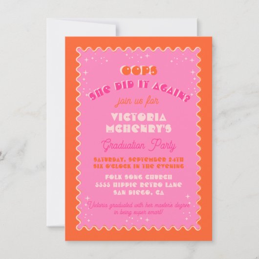 Farbige Mod Bright Bold Retro Abschluss Einladung (Vorderseite)