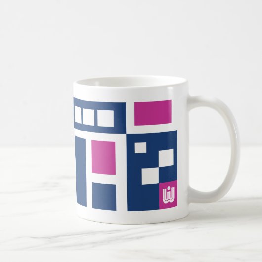 Farbige Mod geometrisch in blau und Lila Kaffeetasse (Rechts)