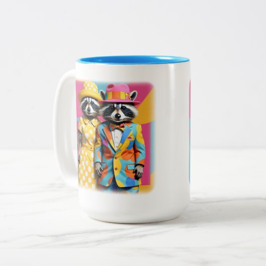 Farbige Mod-Schläger aus den 60er Jahren Zweifarbige Tasse (Vorderseite Links)