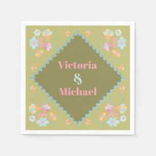 Farbige Mod-Stickerei Serviette