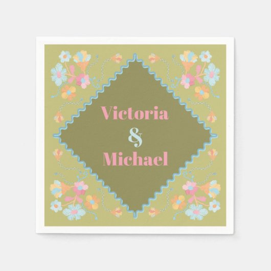 Farbige Mod-Stickerei Serviette (Vorderseite)