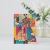 Farbige Mode-Dame Junk Journal Collage Postkarte (Stehend Vorderseite)