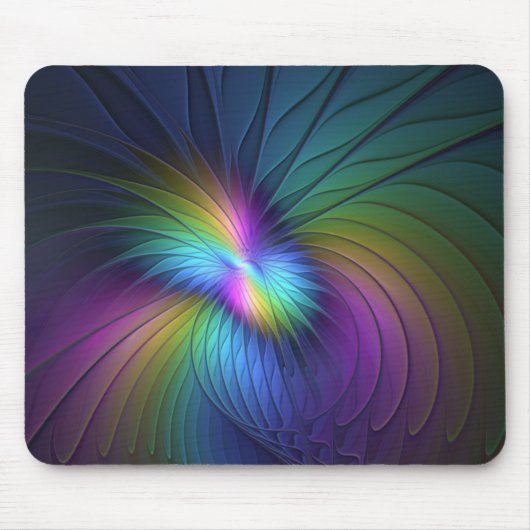 Farbige moderne abstrakte fraktale Kunst mit Blau Mousepad (Vorne)
