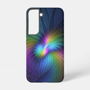 Farbige moderne abstrakte fraktale Kunst mit Blau Samsung Galaxy Hülle