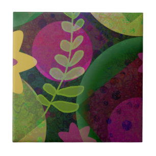 Farbige moderne abstrakte Kunst Botanical Floral Fliese