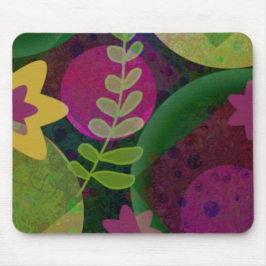Farbige moderne abstrakte Kunst Botanical Floral Mousepad (Vorne)
