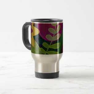 Farbige moderne abstrakte Kunst botanisch floral Reisebecher