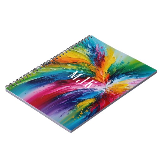 Farbige moderne Abstrakte Kunst Personalisiert Mon Notizblock (Linke Seite)