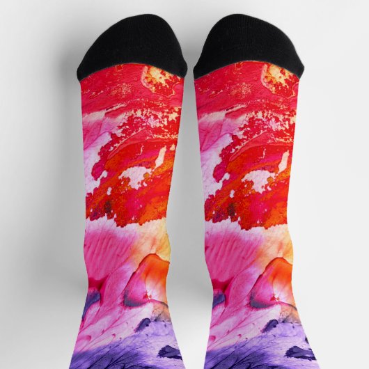 Farbige moderne abstrakte Malerei Unisex Socken (Oben)