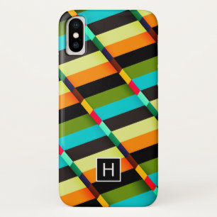 Farbige, moderne Abstrakte Streifen und Monogramm Case-Mate iPhone Hülle