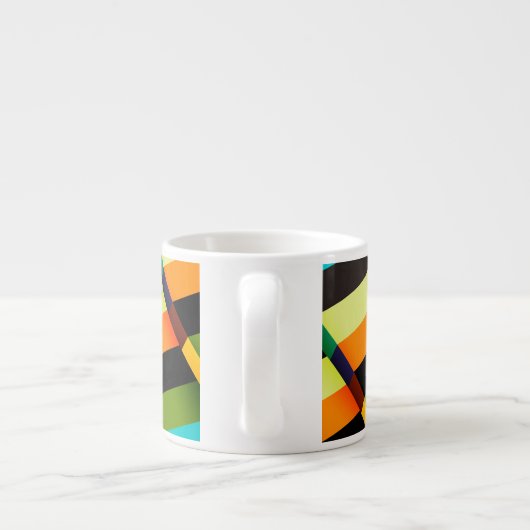 Farbige, moderne Abstrakte Streifen und Monogramm Espressotasse (Rückseite)