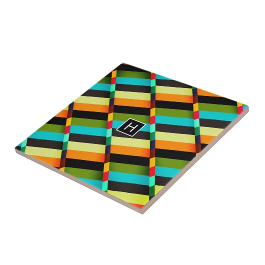 Farbige, moderne Abstrakte Streifen und Monogramm Fliese (Seite)