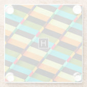 Farbige, moderne Abstrakte Streifen und Monogramm Glasuntersetzer (Rückseite)