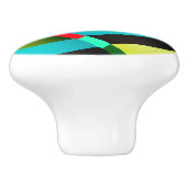 Farbige, moderne Abstrakte Streifen und Monogramm Keramikknauf (Seitenansicht)