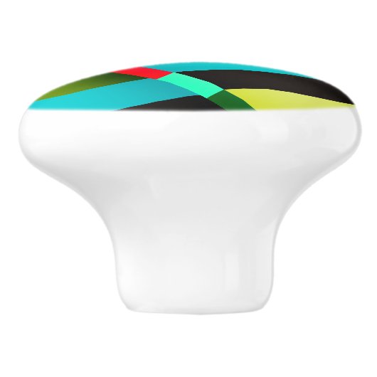 Farbige, moderne Abstrakte Streifen und Monogramm Keramikknauf (Seitenansicht)