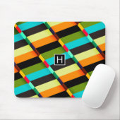 Farbige, moderne Abstrakte Streifen und Monogramm Mousepad (Mit Mouse)