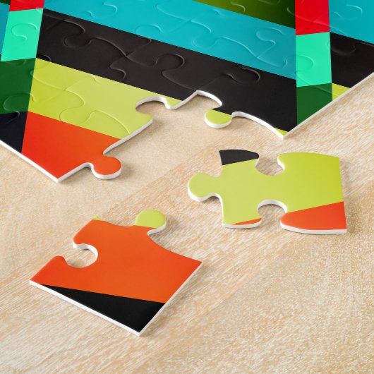 Farbige, moderne Abstrakte Streifen und Monogramm Puzzle (Seite)