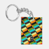 Farbige, moderne Abstrakte Streifen und Monogramm Schlüsselanhänger (Vorderseite links)