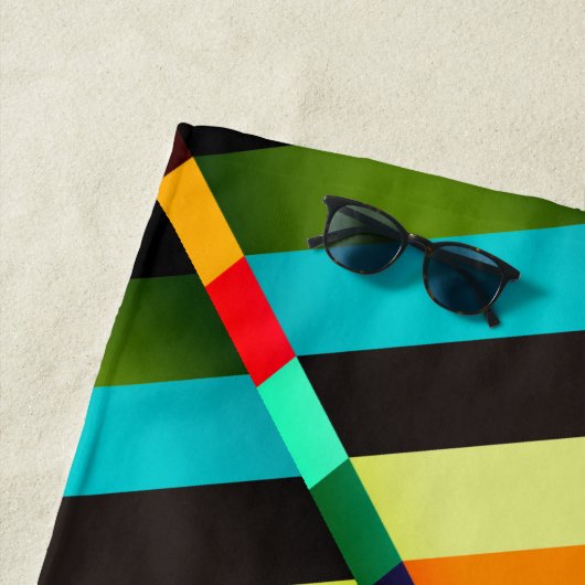 Farbige, moderne Abstrakte Streifen und Monogramm Strandtuch (Beispiel)