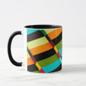 Farbige, moderne Abstrakte Streifen und Monogramm Tasse (Links)