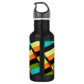 Farbige, moderne Abstrakte Streifen und Monogramm Trinkflasche (Rückseite)
